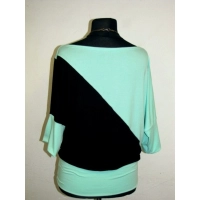 Bluzka Aga dwukolorowe kimono asymetryczne mięta/czarny